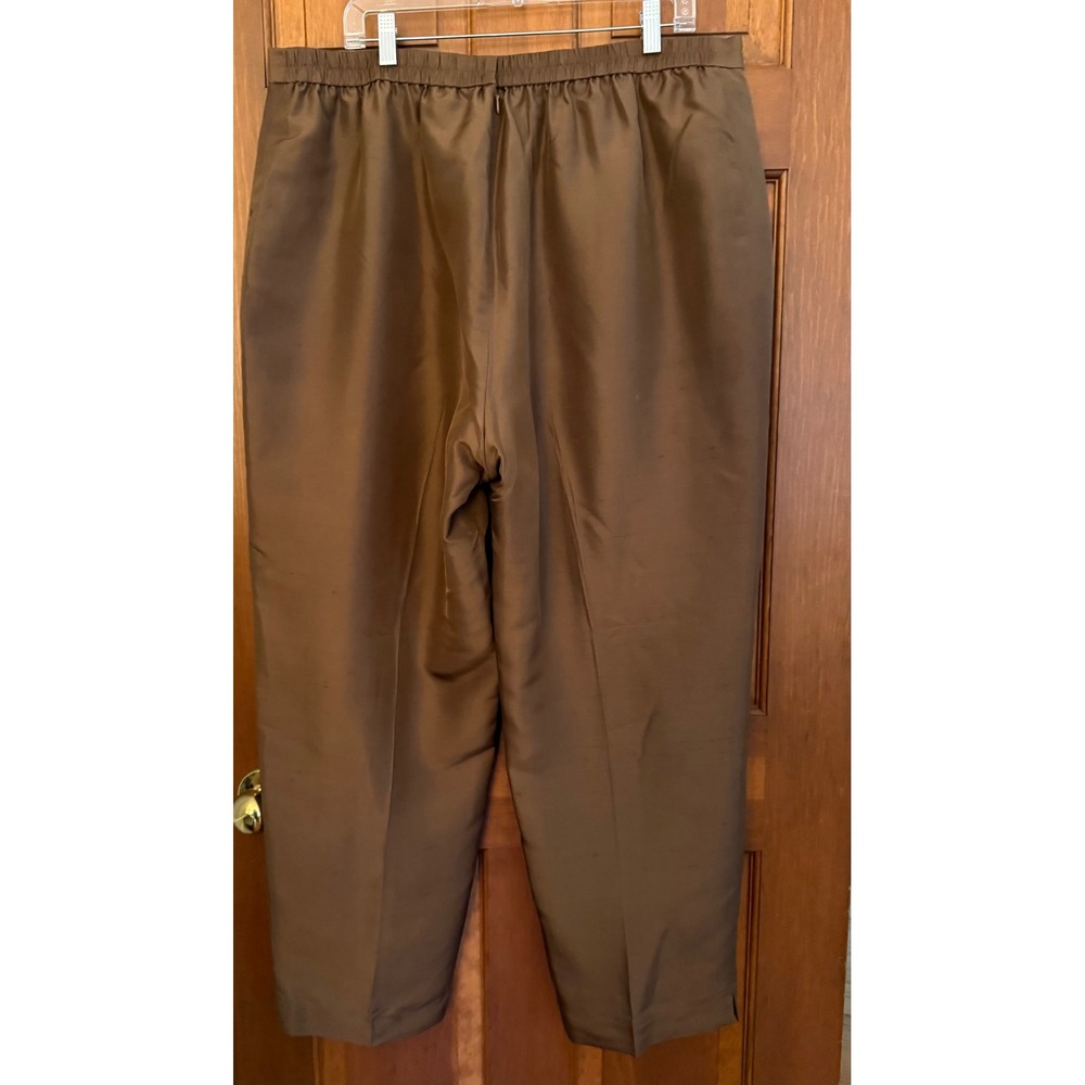 Adrianna Papell 2-PC 100% Silk Pant Set Womens Brown Size 20W Wedding Holiday - Picture 14 of 14